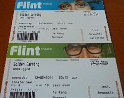 Golden Earring show tickets#9-18-20 March 12, 2014 Amersfoort - De Flint